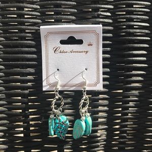 Blue and silver dangle earrings